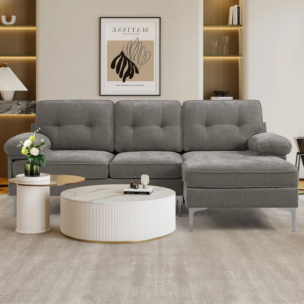 Transform Your Space with the Stylish and Versatile INGALIK Convertible Sectional Sofa - L-Shaped Modern Couch in Gray, Perfect for Living Rooms, Apartments, and Offices