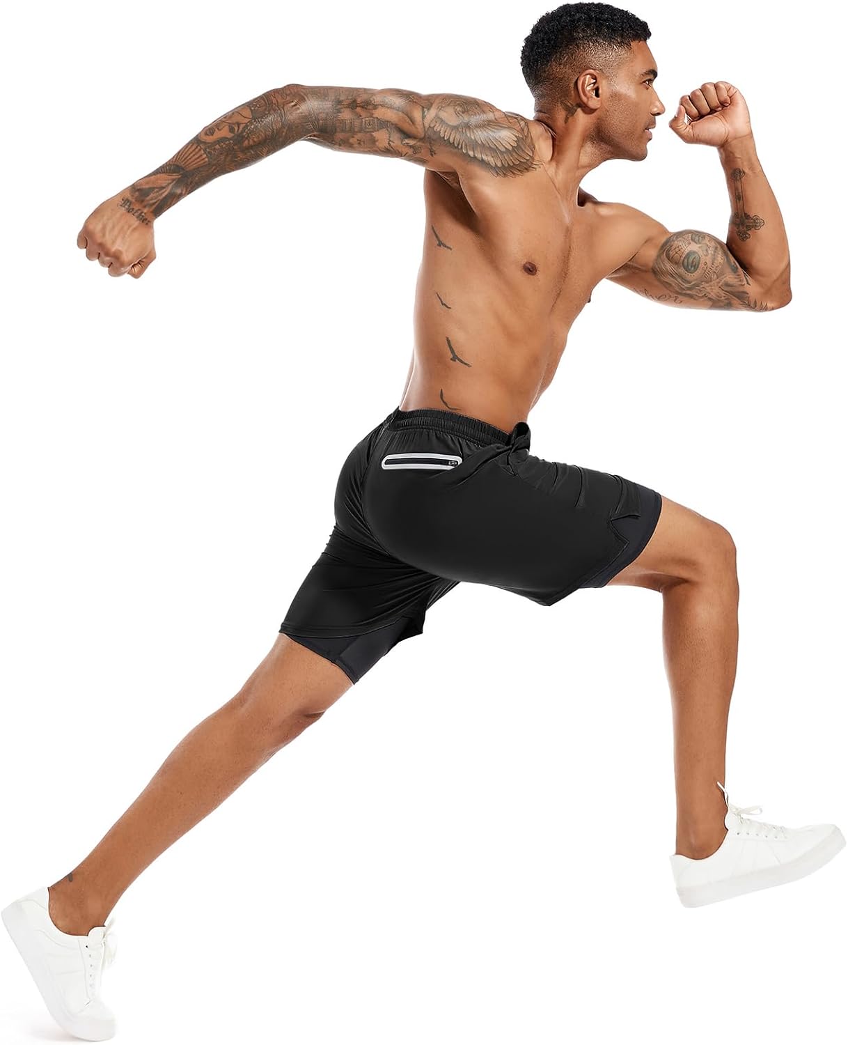 Men's Versatile 2-in-1 Running Shorts - Quick Dry Athletic Gym Shorts with Phone Pockets