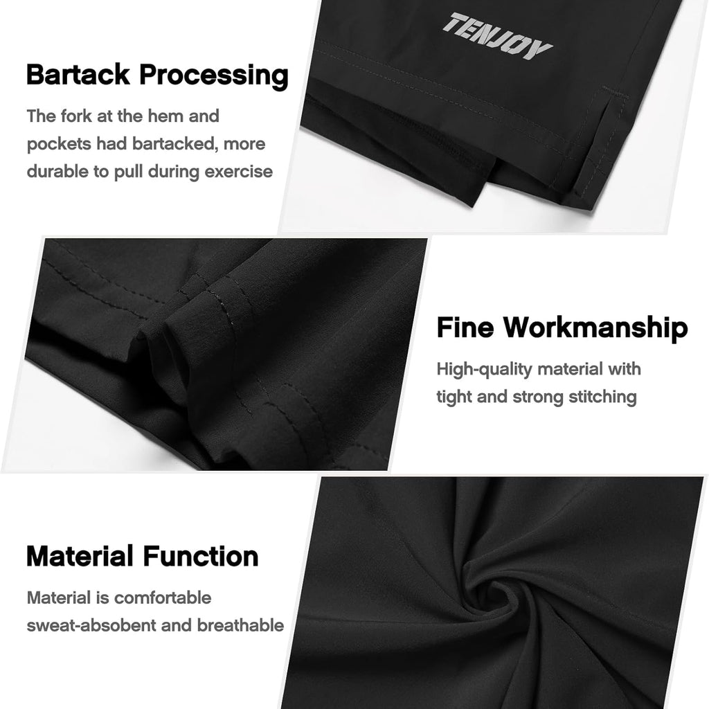 Men's Versatile 2-in-1 Running Shorts - Quick Dry Athletic Gym Shorts with Phone Pockets