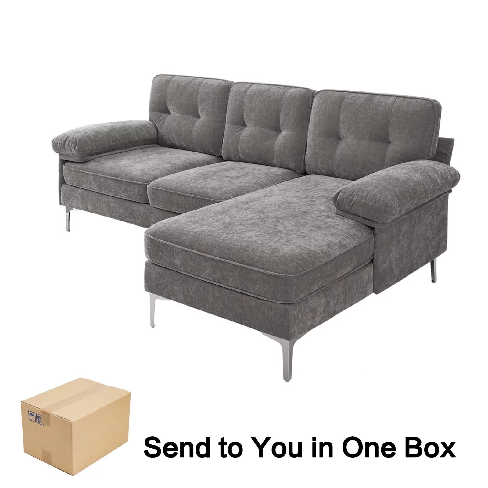 Transform Your Space with the Stylish and Versatile INGALIK Convertible Sectional Sofa - L-Shaped Modern Couch in Gray, Perfect for Living Rooms, Apartments, and Offices