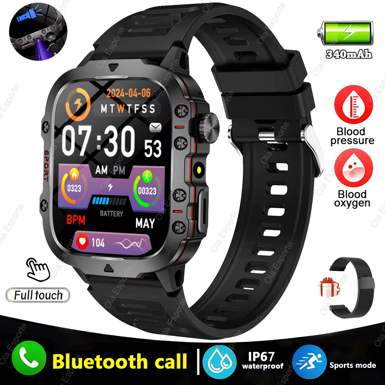 Discover the Original Men Smartwatch: Bluetooth Calling, Fitness Tracking, and IP68 Waterproof - Perfect for Android & iOS!