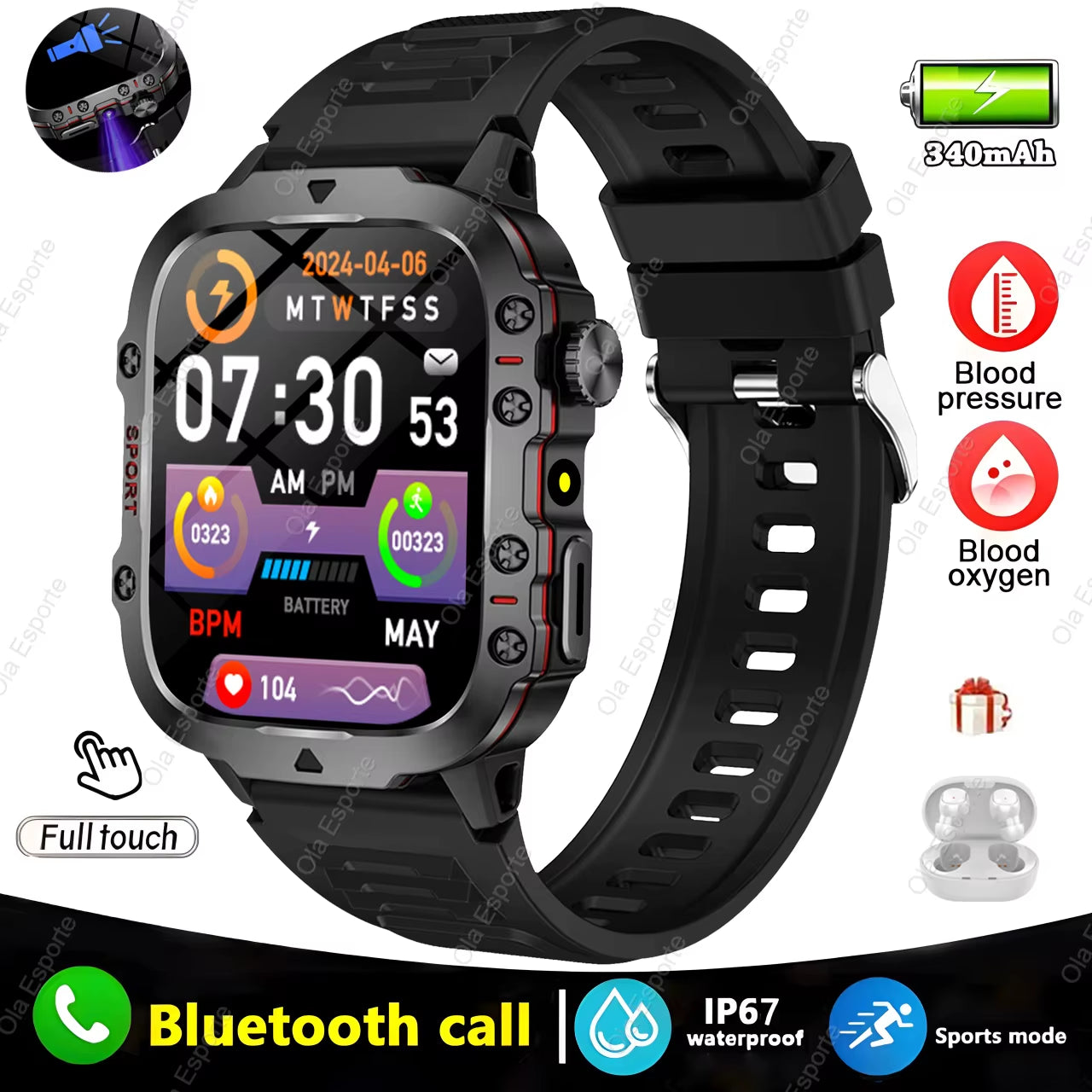 Discover the Original Men Smartwatch: Bluetooth Calling, Fitness Tracking, and IP68 Waterproof - Perfect for Android & iOS!